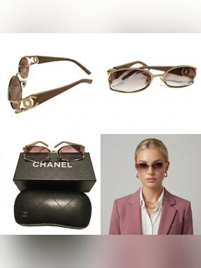 💖 CHANEL 💖 Y2K Vintage Pink Gold Sunglasses